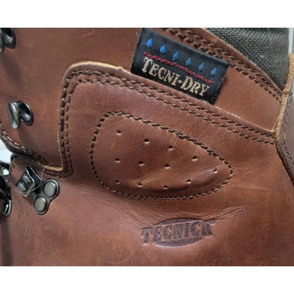 Vintage Tecnica Trekking Tecni-Dry Hiking Boots Men's Size 12D Cognac